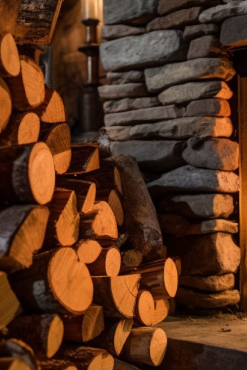 Log burning in a fireplace